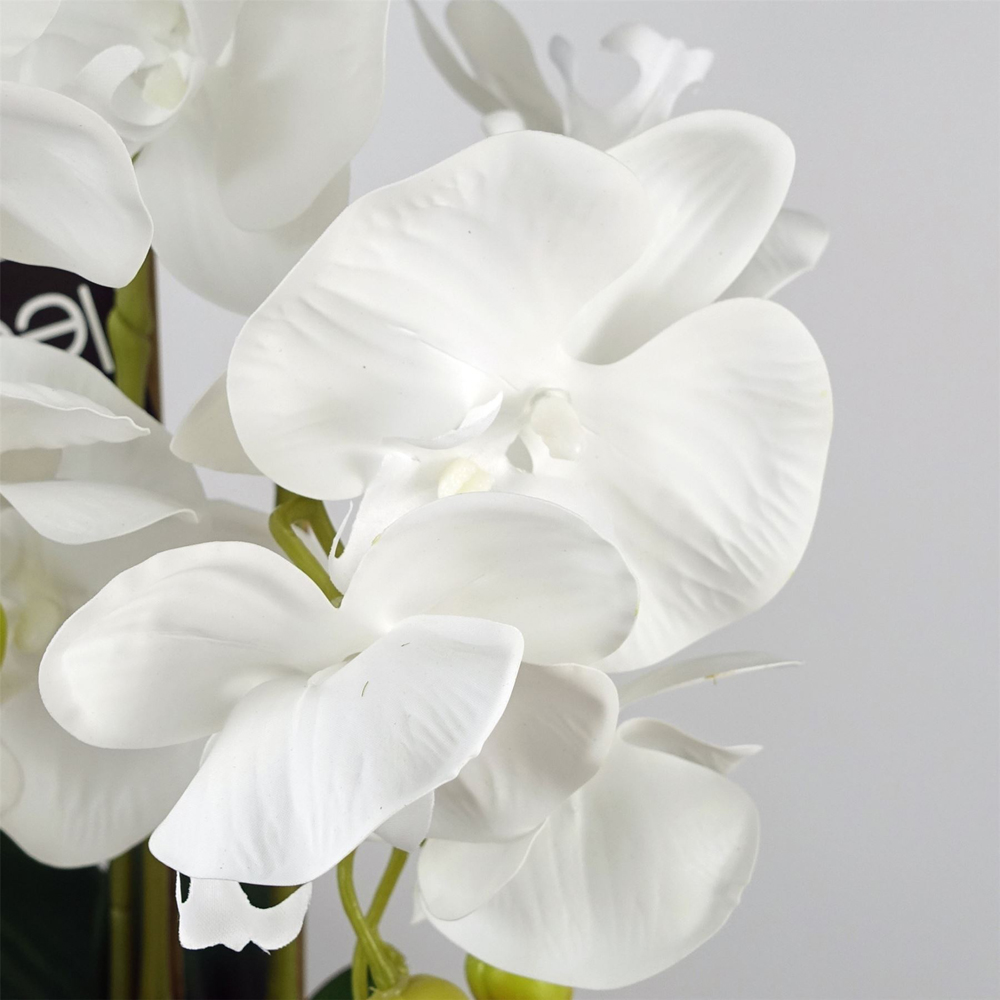 Leaf Pure White Orchid Artificial Plant in Ceramic Bubble Planter 2ft Image 4