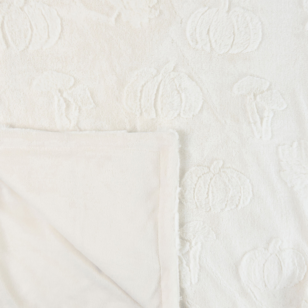Pumpkin Woodland Faux Fur Throw White Image 4