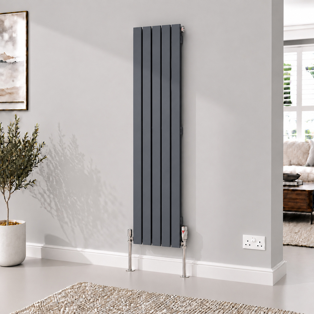 Go Bathrooms Pinta Anthracite Single Panel Vertical Radiator 1600 x 610mm Image 2