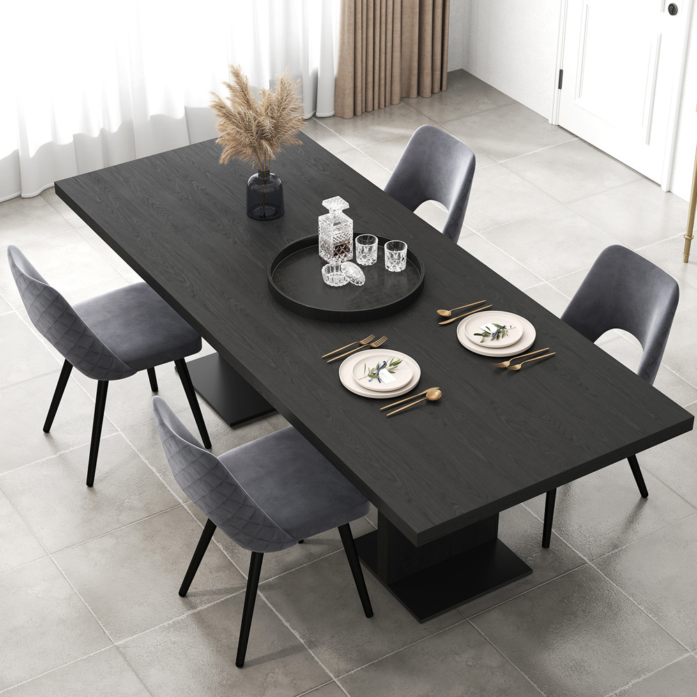Costway Set of 2 Grey High density Sponge Cushion Upholstered Dining Chairs Image 4