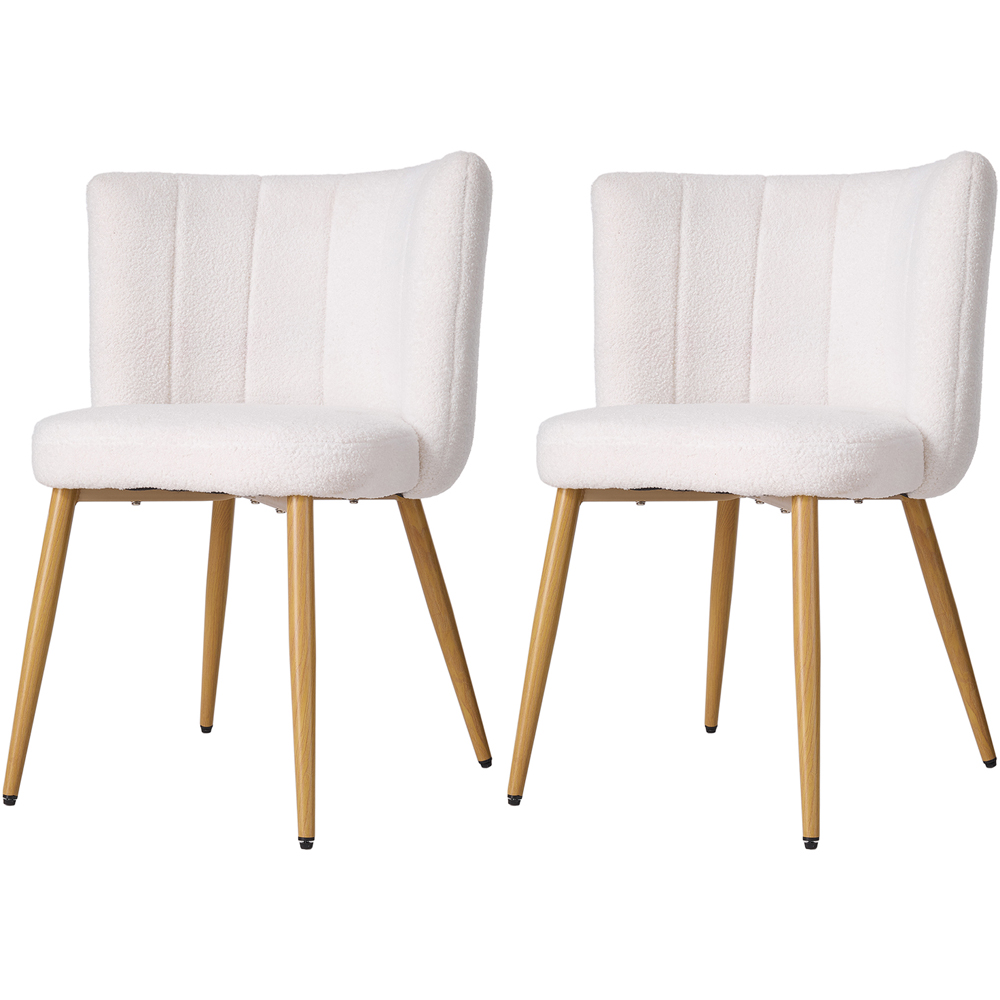 Living and Home Set of 2 Teddy Fleece Dining Chair Image 2
