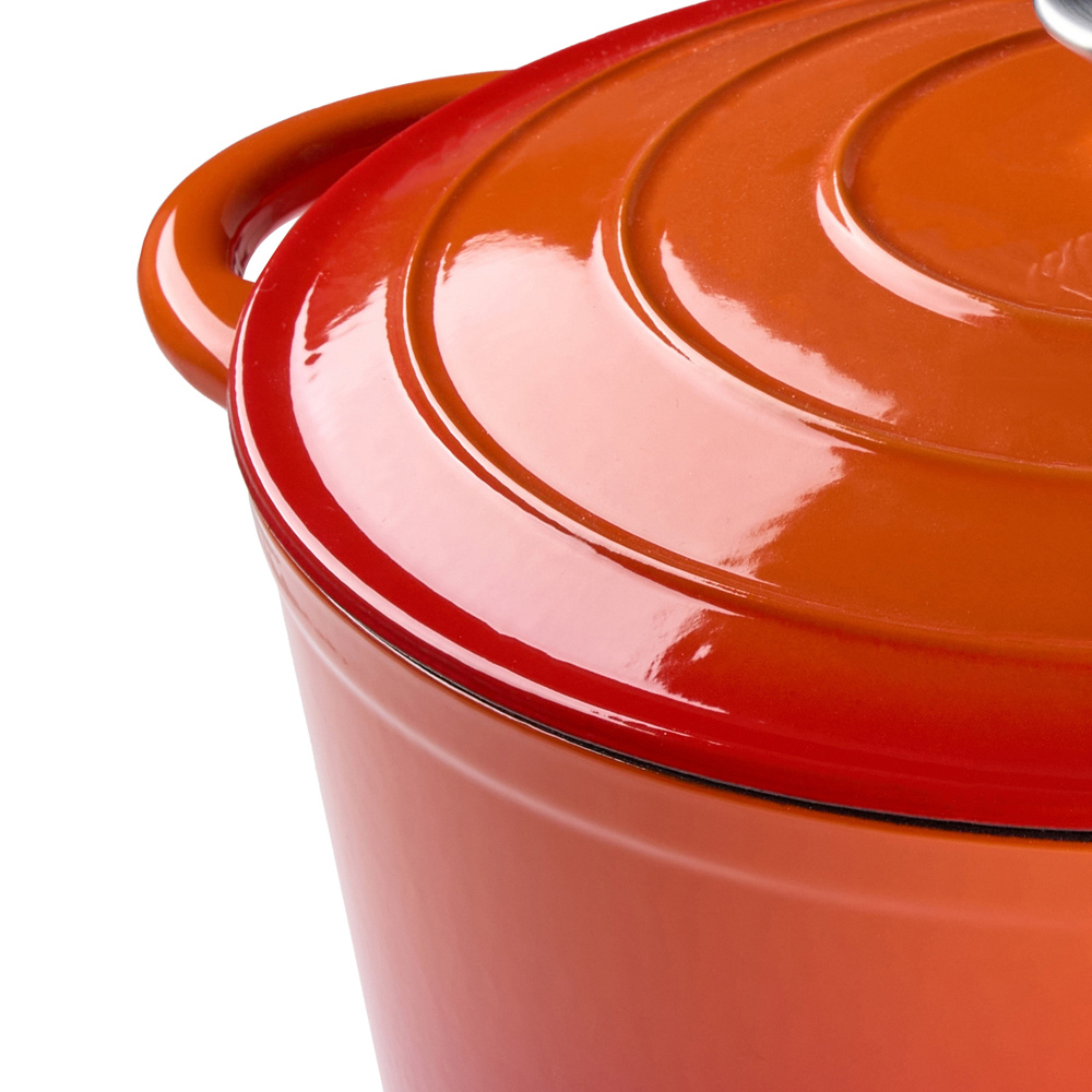 Living and Home 6L Orange Cast Iron Enamel Dutch Oven with Lid Image 5