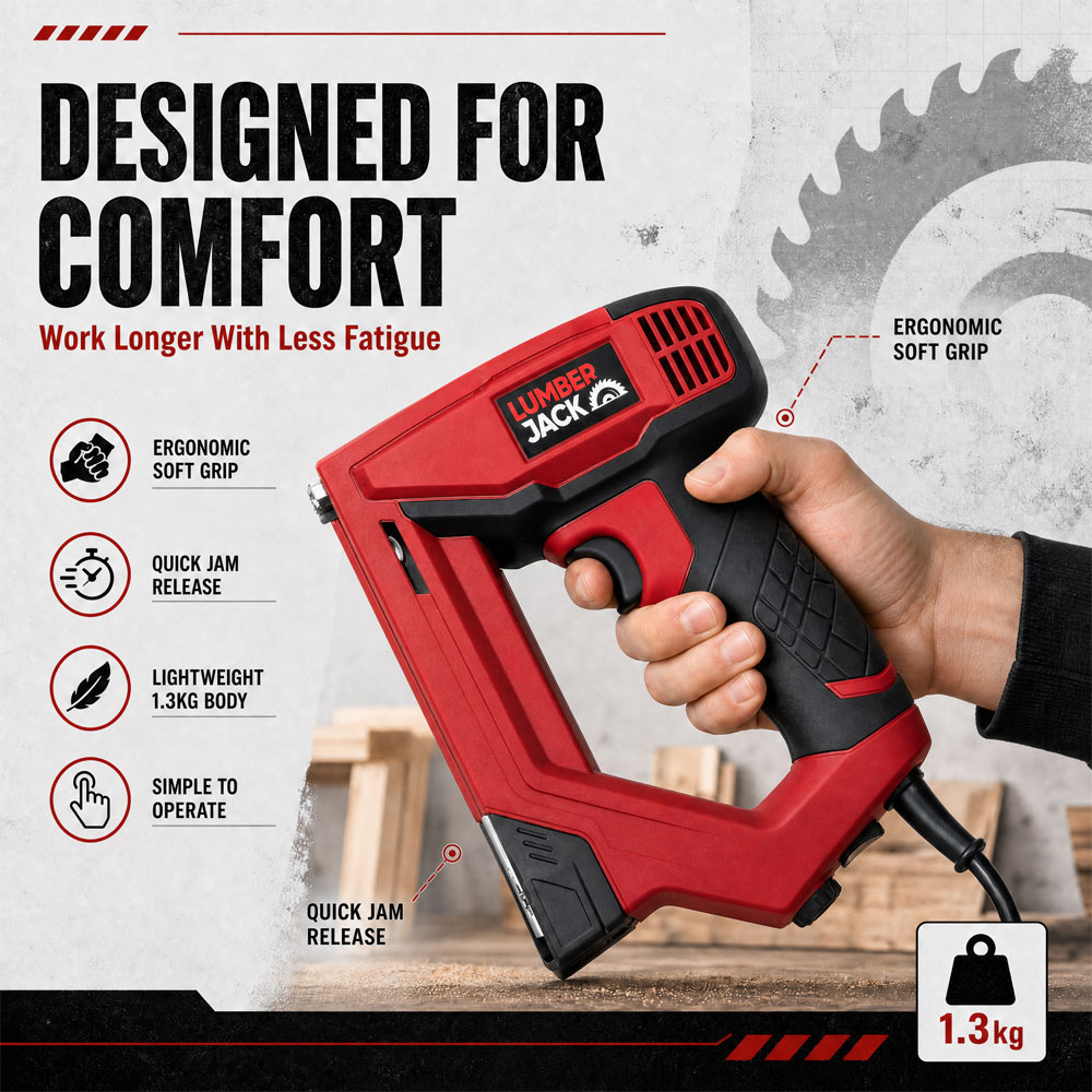 Lumberjack TAC18G 230V Red Upholstery Framing Carpet Nailer Stapler Image 5