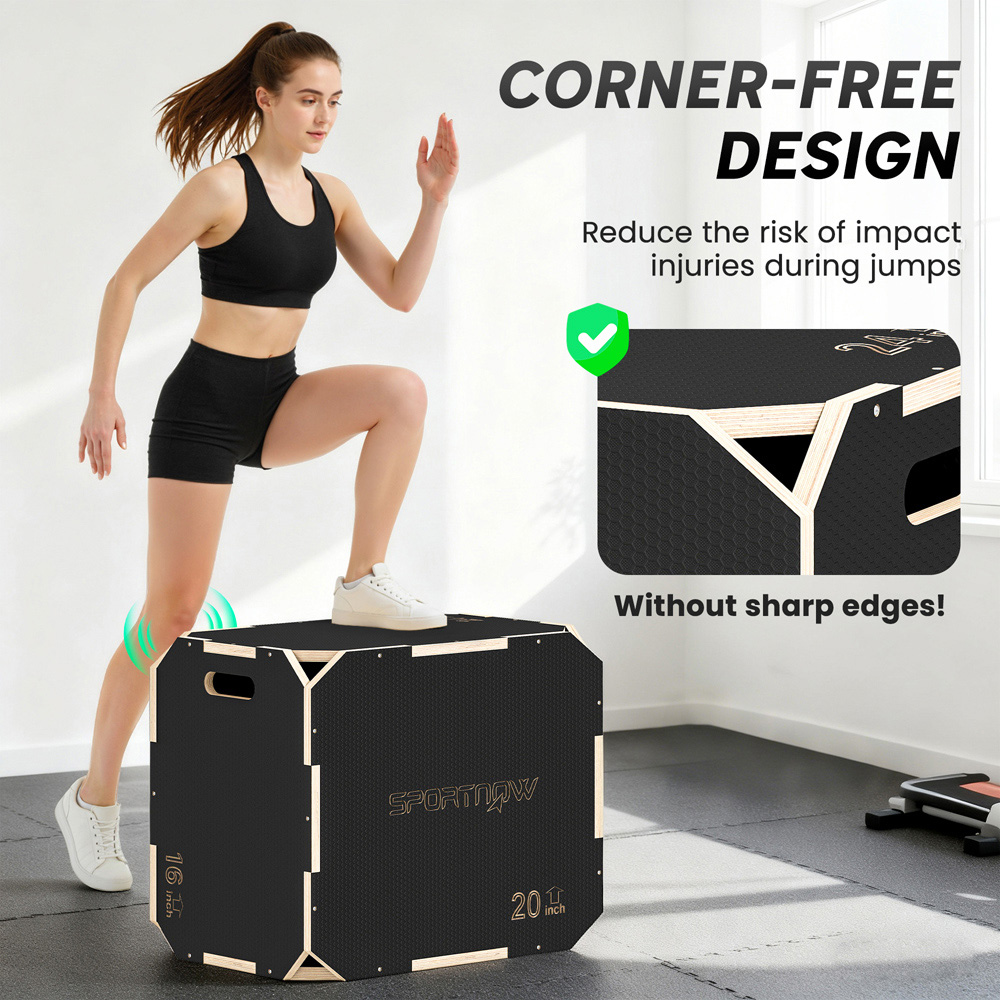 SPORTNOW Non-Slip Corner-free Wooden Plyo Box 41 x 61 x 51cm Image 8