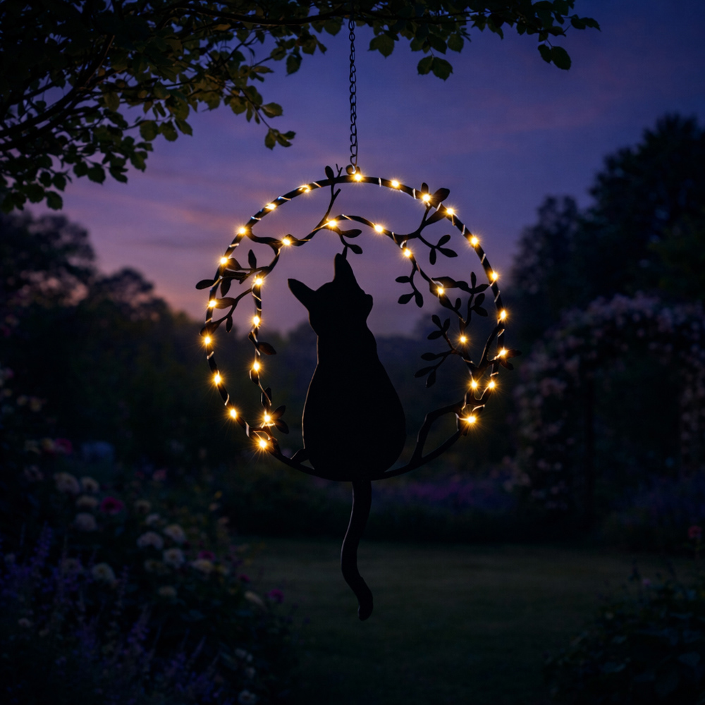 Avilo Hanging Cat Solar Garden Ornament Image 9