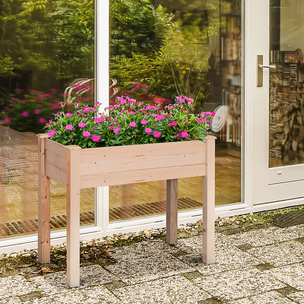Outsunny Wooden Raised Planter Box Container 76 x 46 x 86cm Image 2