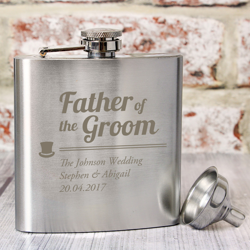 Personalised Memento Personalised Father of the Groom Hip Flask Image 2