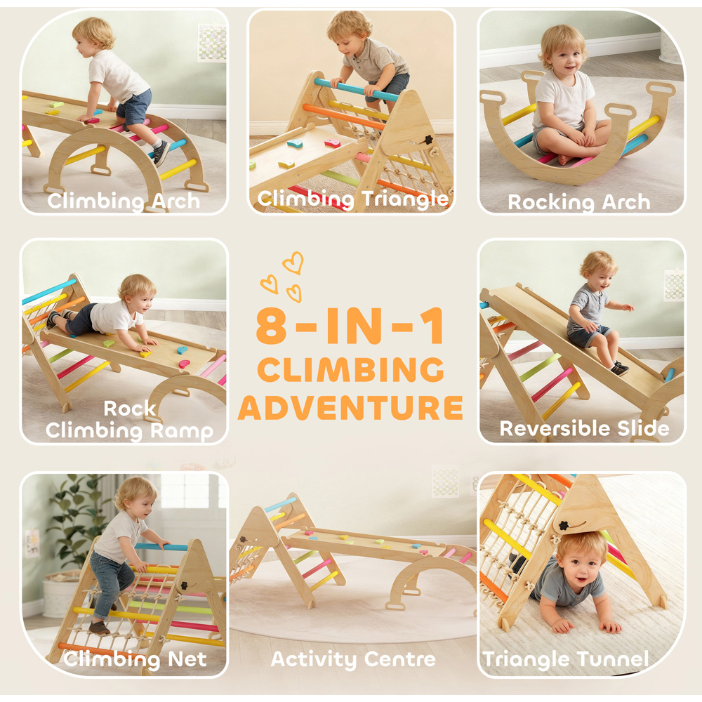 Tommy Toys AIYAPLAY 8-in-1 Toddler Multicolour Climbing Frame with Slide and Ramp Image 8