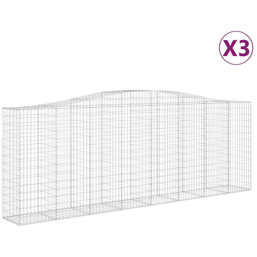 vidaXL Silver Galvanised Iron Arched Gabion Basket 400 x 50 x 140/160cm 3 Pack Image 2