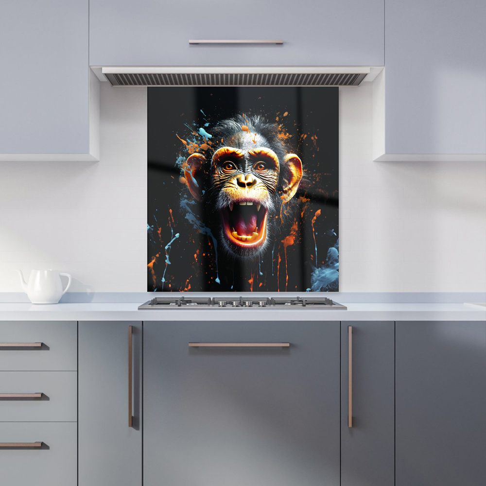 Warren Reed Designer Splashart Monkey Face Glass Kitchen Splashback 75 x 70cm Image 1