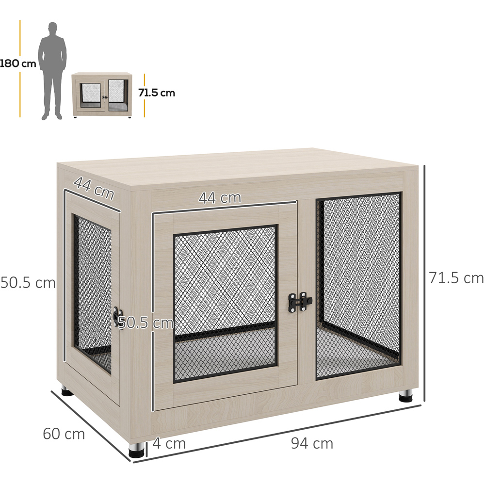 PawHut Cream Lage Dog Pet Crate Side Table with Cushion Image 5