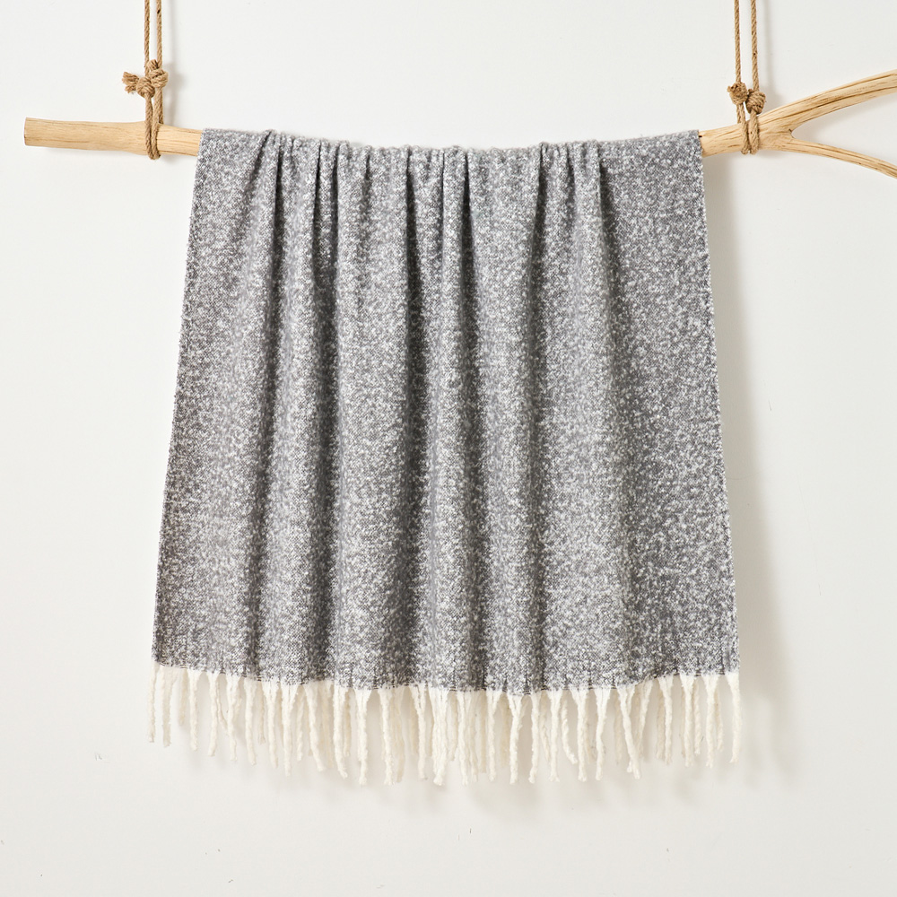 Cloud Touch Aisling Faux Mohair Fringed Graphite Throw 127 x 170cm Image 2