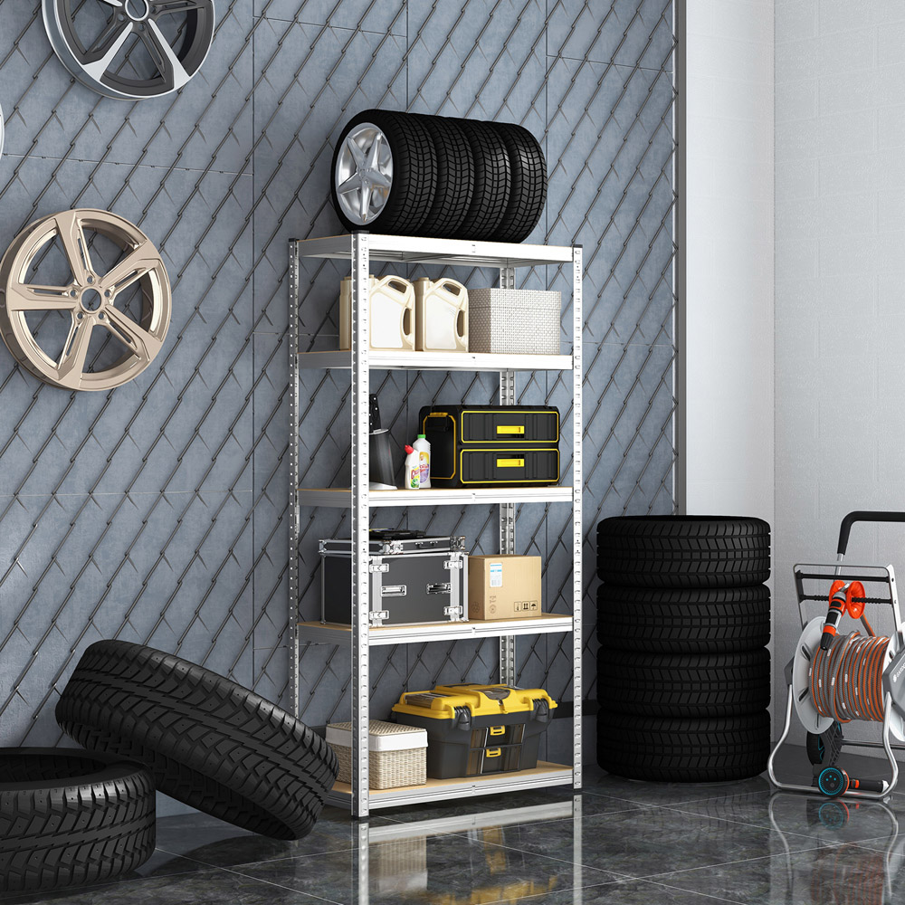 Costway Silver 5 Tier Metal Anti Tipping Shelving Unit Image 2