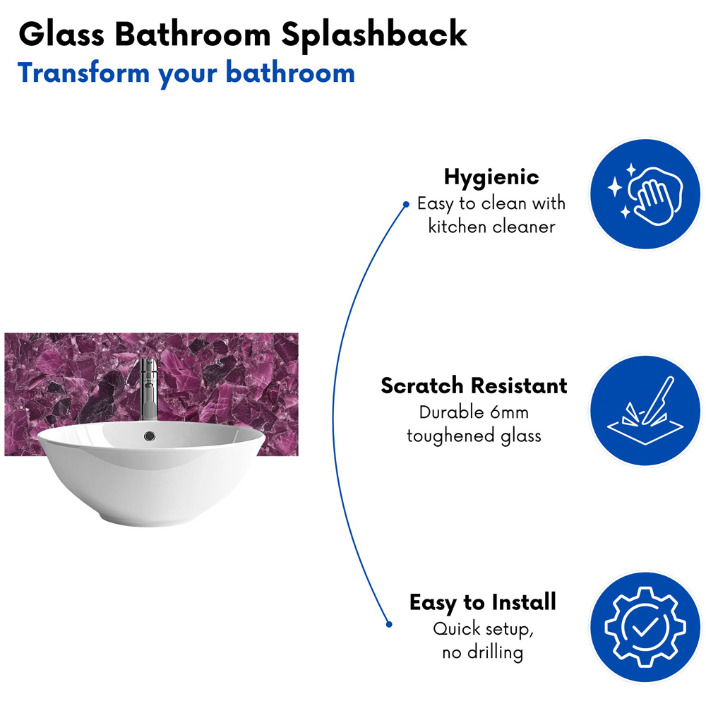 Warren Reed Designer Damson Quartz Effect Bathroom Splashback 25 x 60cm Image 4