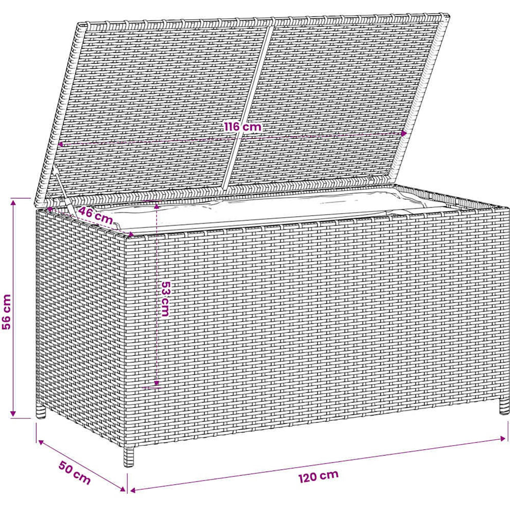 Walplus 190L Mix Beige Poly Rattan Garden Storage Box Image 8