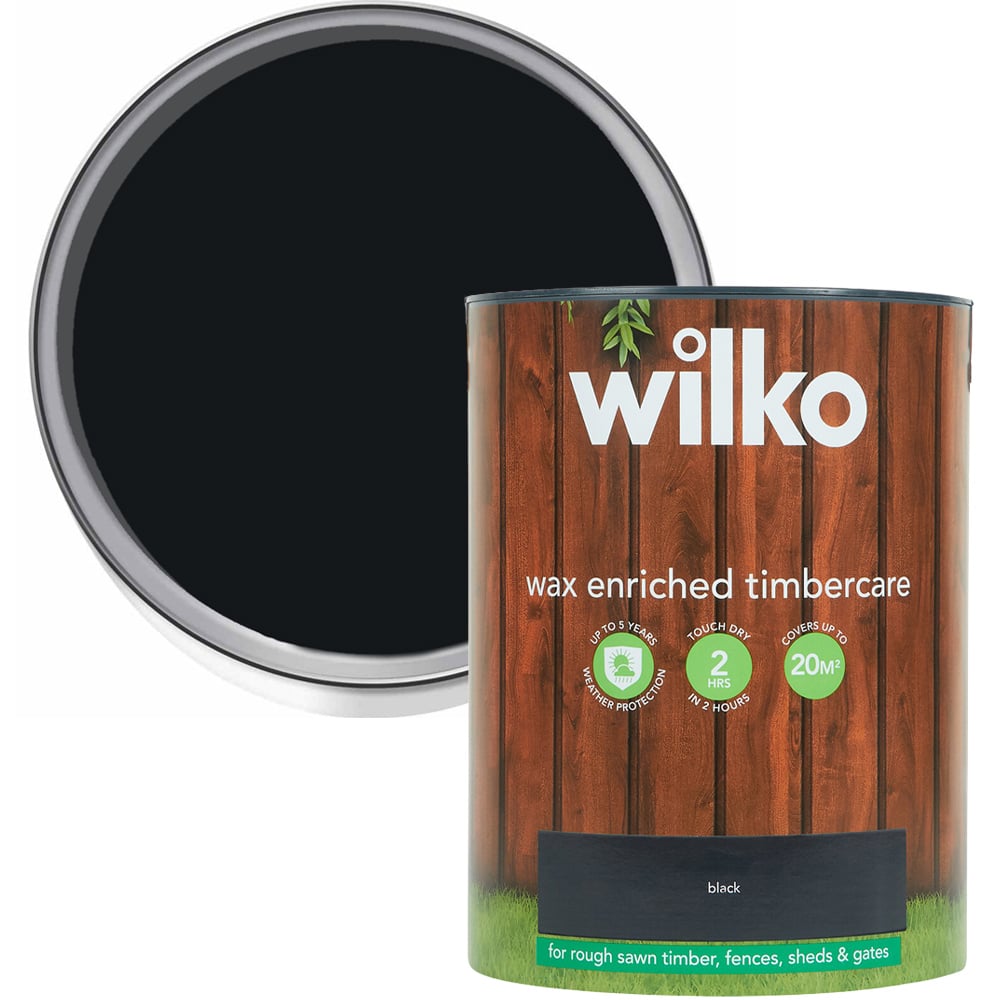 Wax Enriched Timbercare Black Wood Paint 5L Image 1