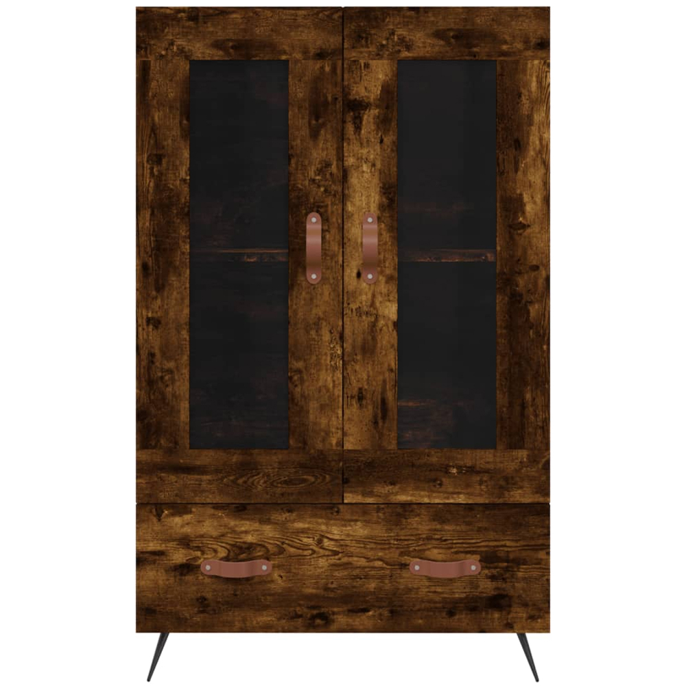 vidaXL 2 Glass Door Single Drawer Smoked Oak Highboard Image 6