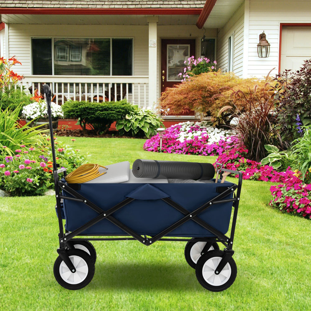 Costway Navy Camping Garden Cart with Adjustable Handle Image 2