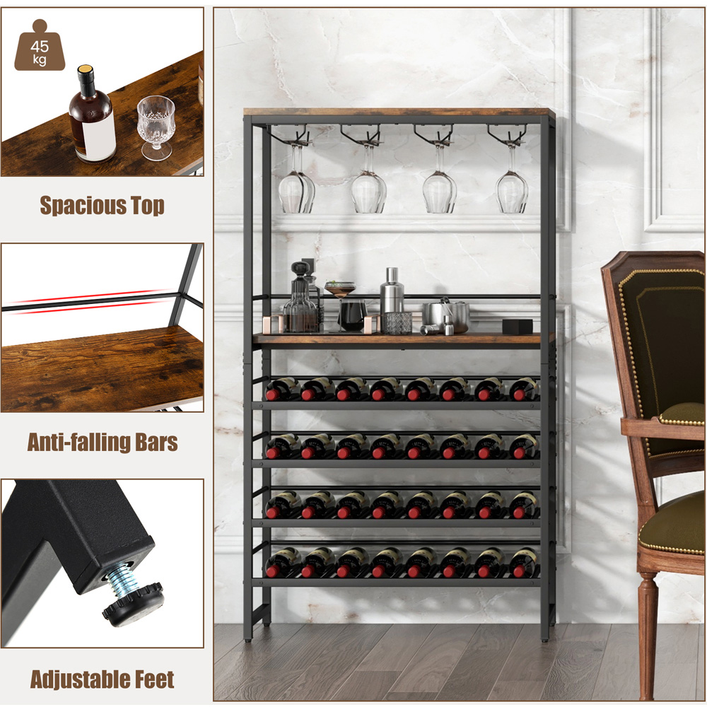 Costway 2 Shelf 32 Bottle Wine Rack with Glass holders Image 5