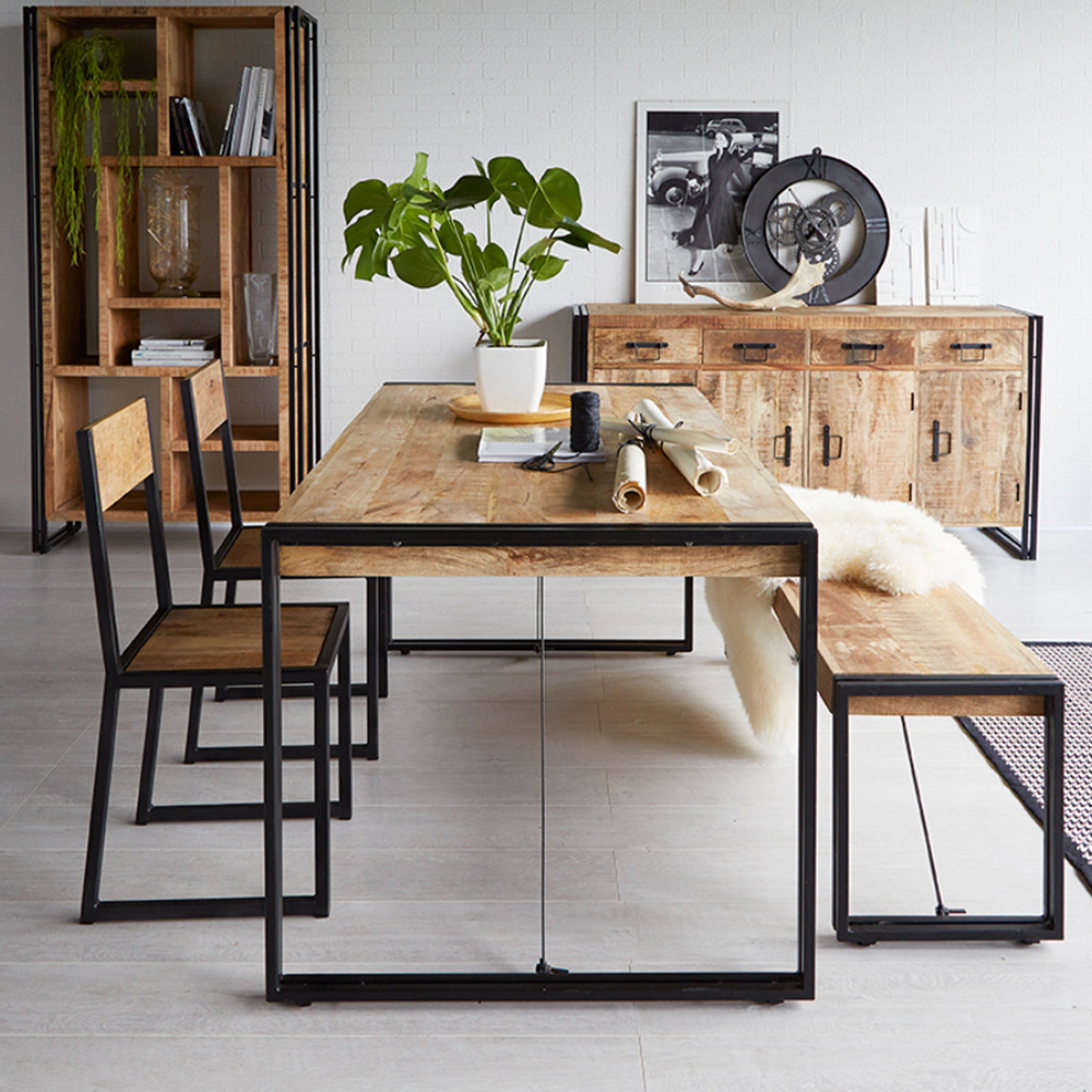 Brooklyn Carnaby 2 Seater Industrial Metal and Wood Bench  Image 4