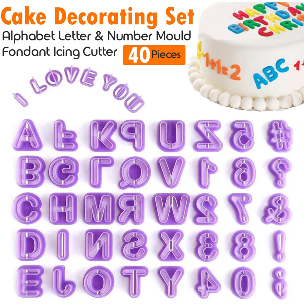 ATEK 40 Piece Fondant Cutters Cake Decorating Letter Number and Symbol Set Image 3