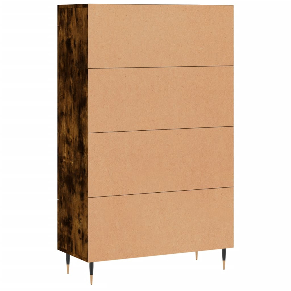 vidaXL 2 Glass Door Single Drawer Smoked Oak Highboard with Metal Legs Image 8