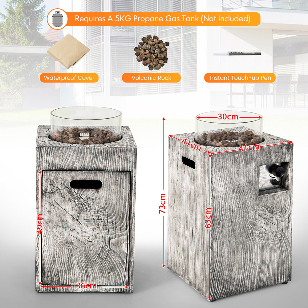 Costway 8.79 KW Grey Propane Gas Fire Pit Table Image 9