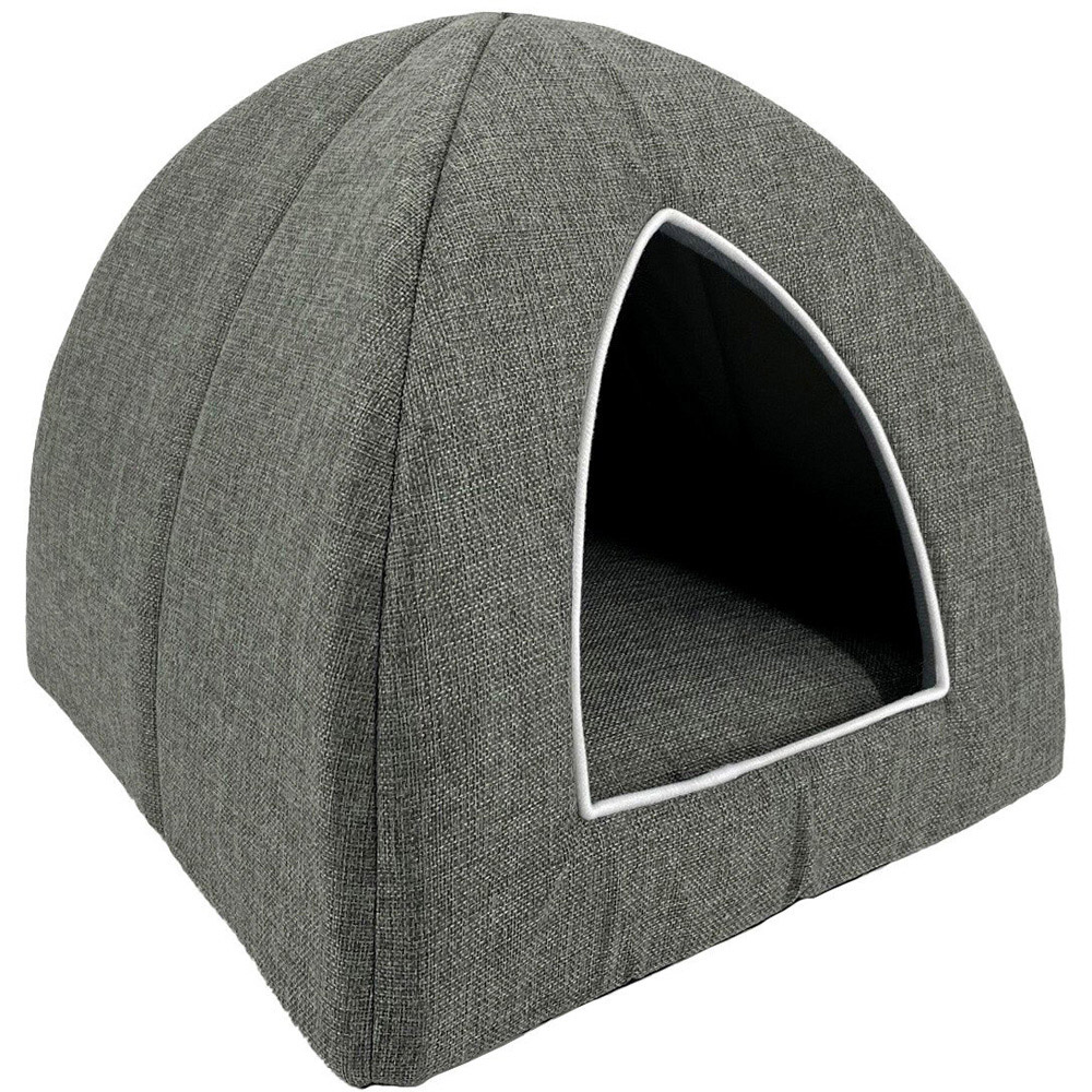 Clever Paws Grey Igloo Cat Bed Image 2