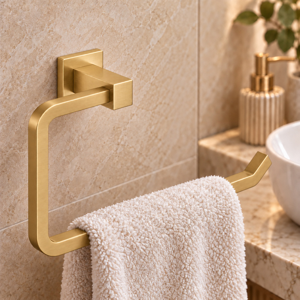Go Bathrooms Froma Brushed Gold Wall-Mounted Towel Ring 229mm Image 3