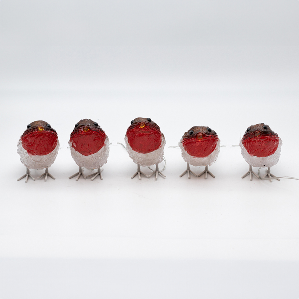 Marco Paul Warm White LED Inlit Ice Robins 5 Pack Image 3