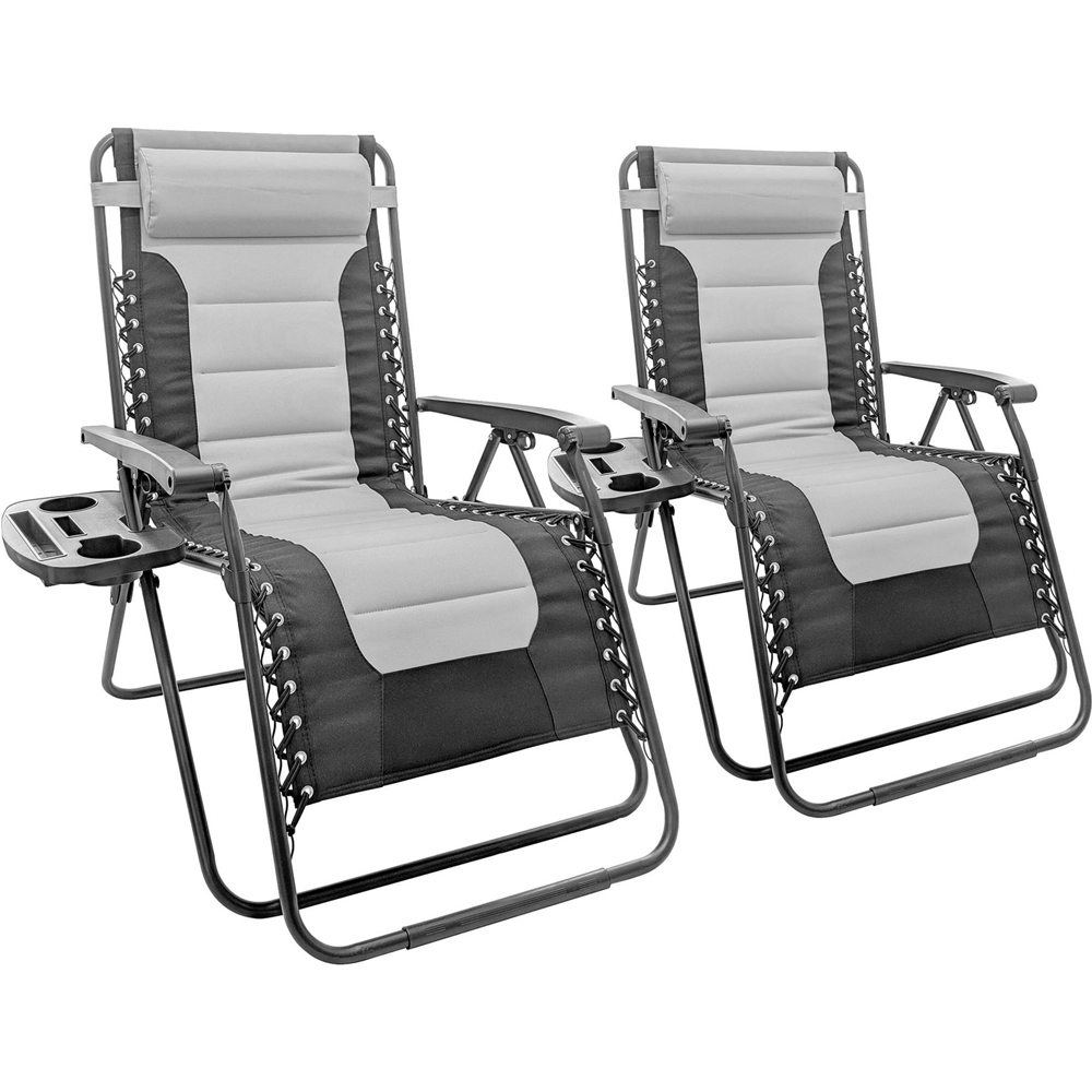 Harbour Housewares Grey Padded Zero Gravity Garden Chair 2 Pack Image 2