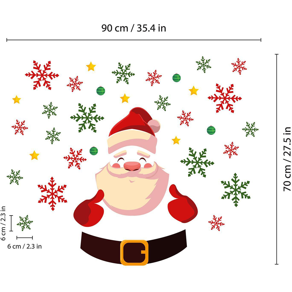 Walplus Cute Santa with Colourful Snowflakes Self Adhesive Christmas Wall Sticker 40 Piece Image 6