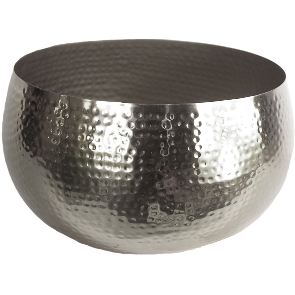 Leaf Silver Hammered Straight Edge Metal Bowl Planter 32 x 20cm Image 1