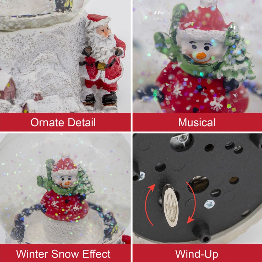 The Christmas Workshop Wind Up Musical Snowman Snow Globe Decoration Image 7