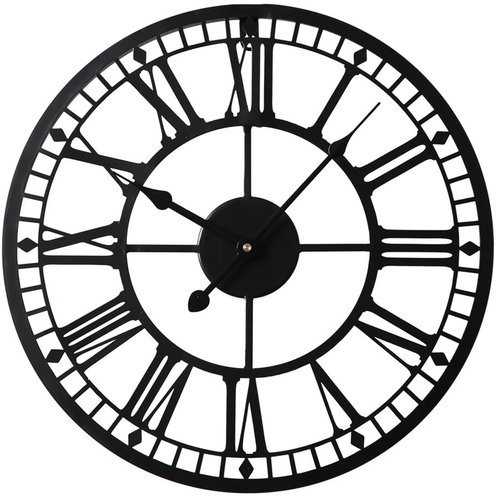 EOS Black Skeleton Wall Clock with Roman Numerals 40cm Image 1
