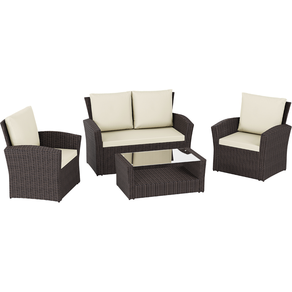 GARDEN VIDA Mylor 4 Seater Brown PE Rattan Garden Lounge Set with Cover Image 2