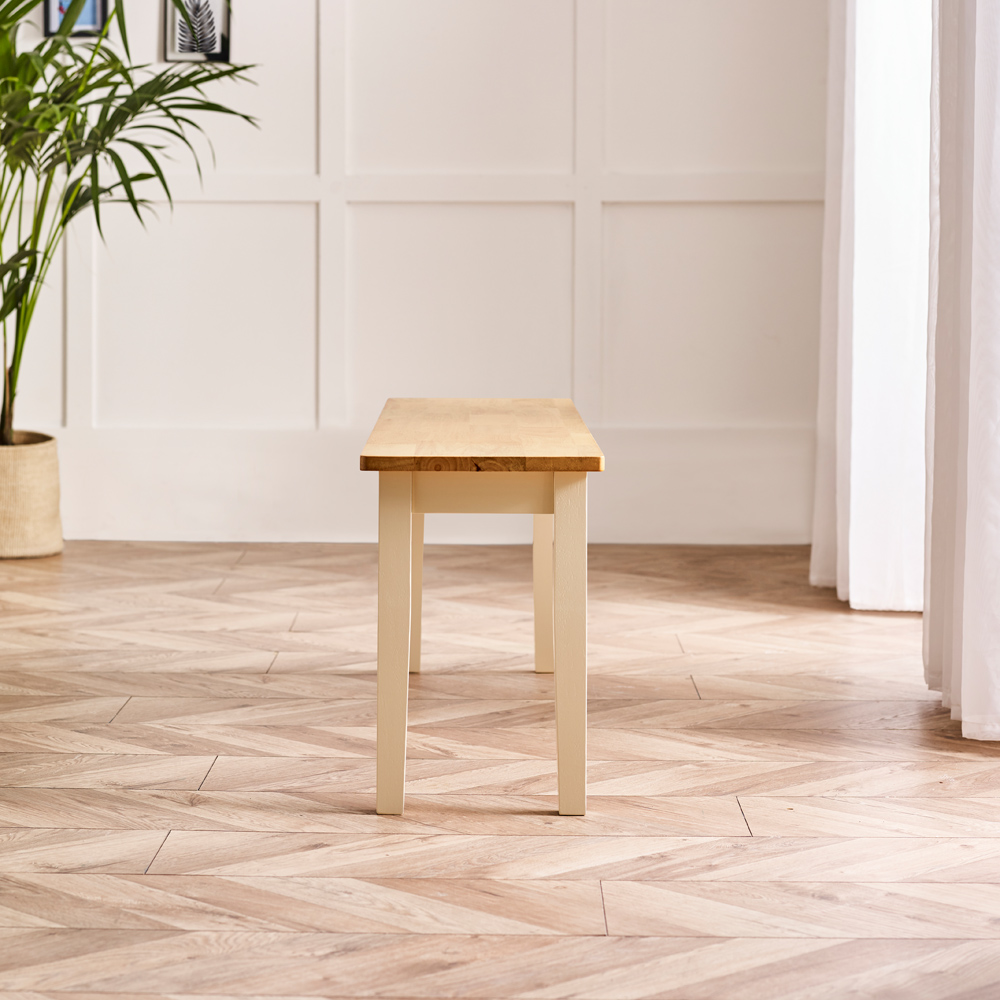 Furniturebox Terfyn 2 Seater Solid Wood Cream and Oak Dining Bench Image 4