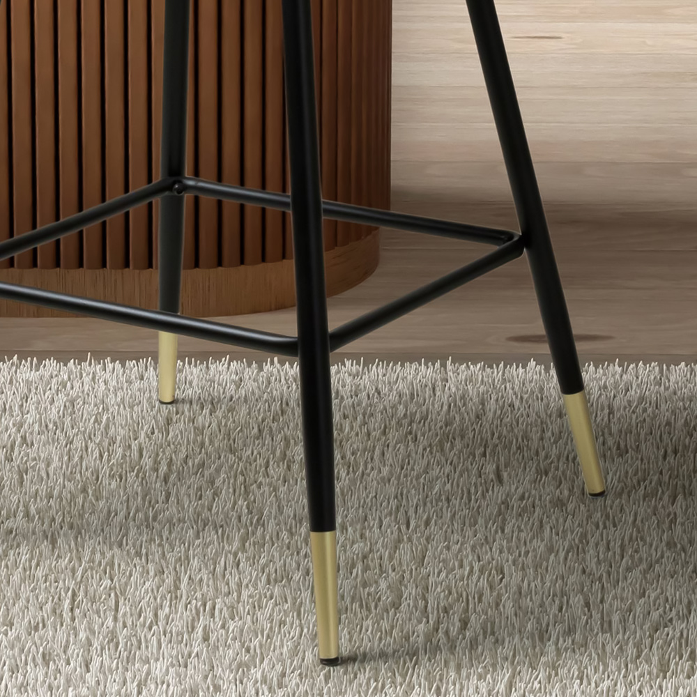 Savanna Black Brushed Velvet Bar Stool Set of 2 Image 3