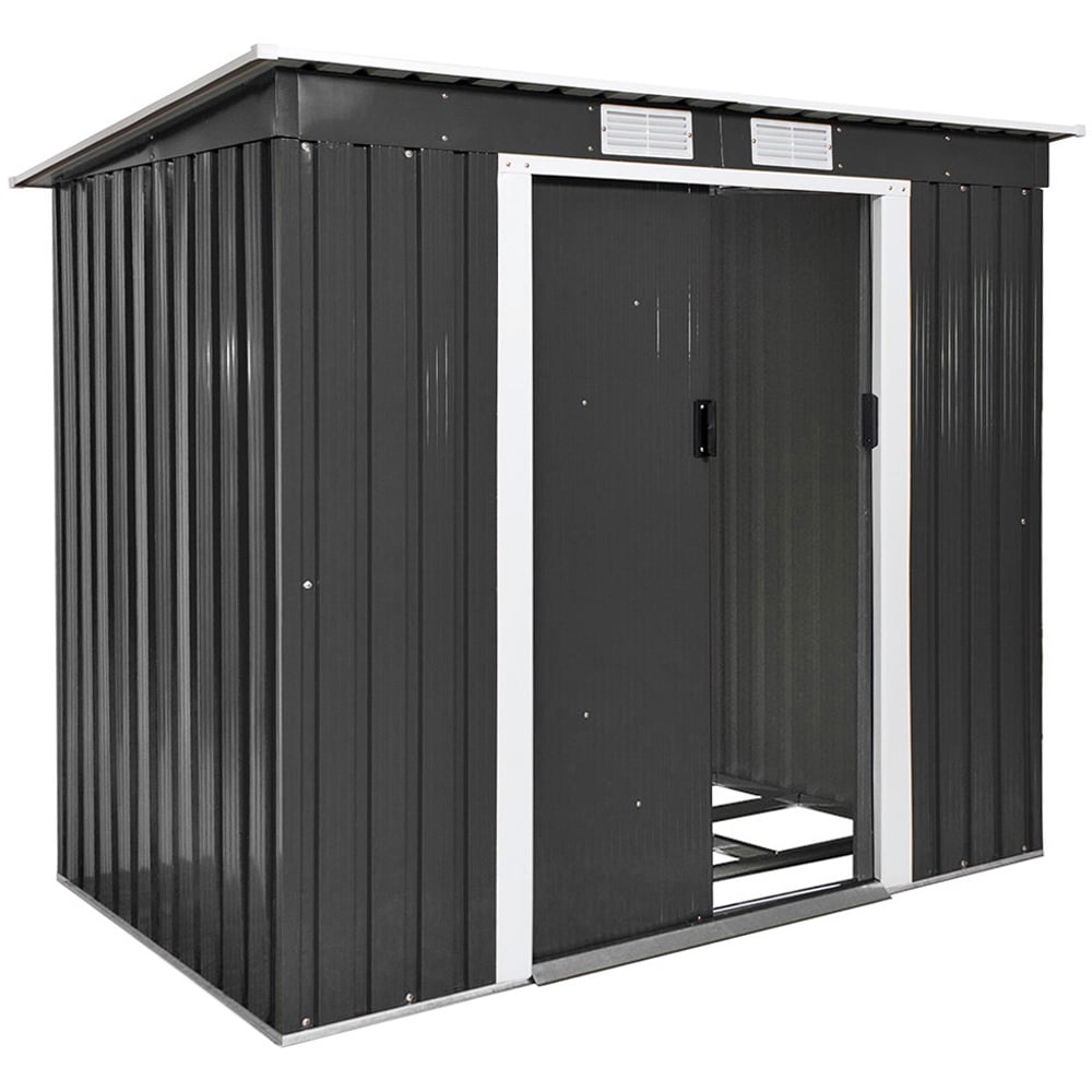 tectake Grey and White Pitch Roof Shed Image 1
