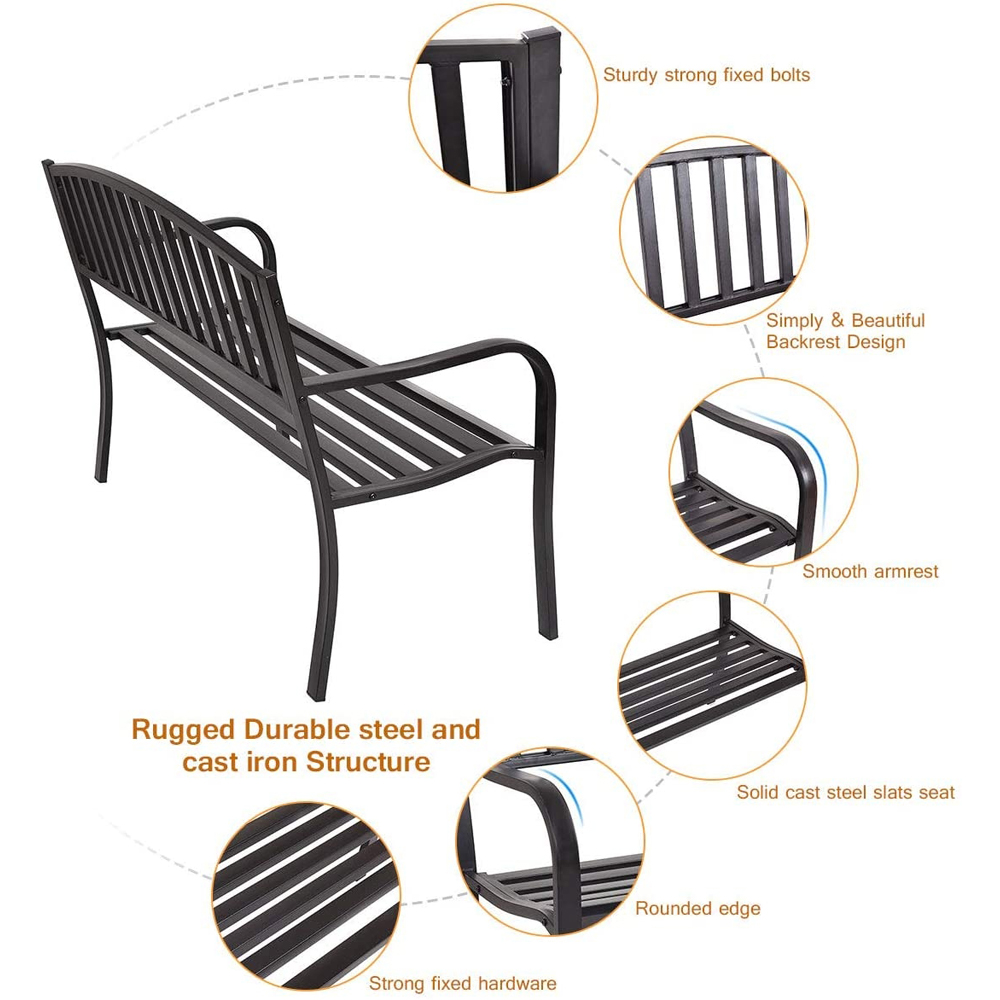 Costway Steel Streak Design Garden Bench Image 8