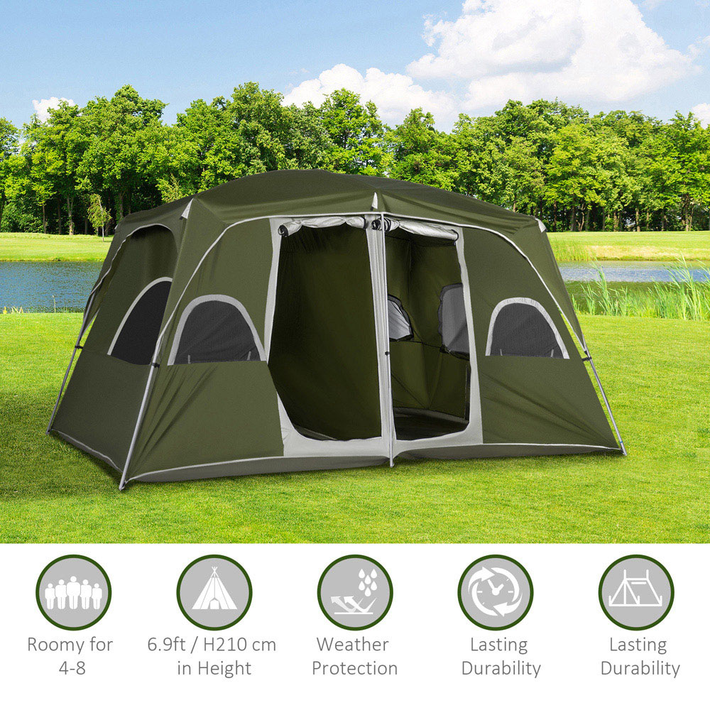 Outsunny 4-8 Person Waterproof Camping Tent Green Image 6