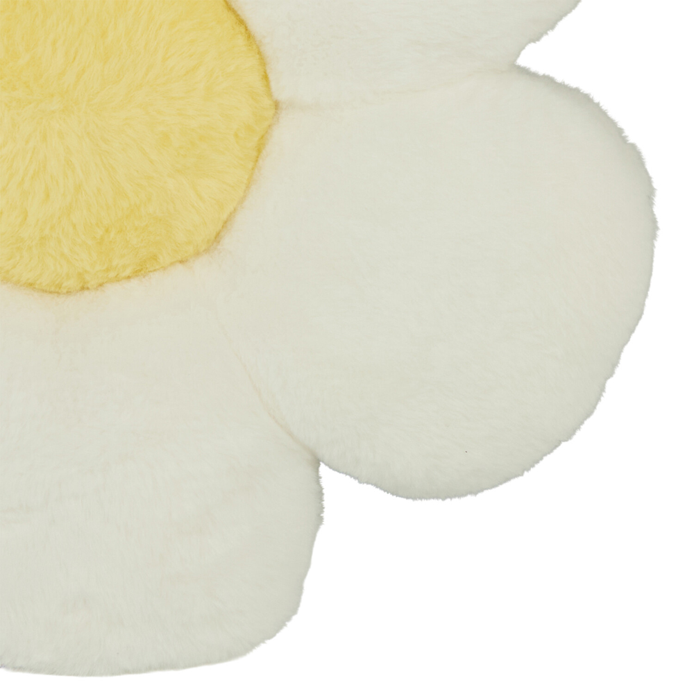 Daisy Flower Fur Cushion White Image 4