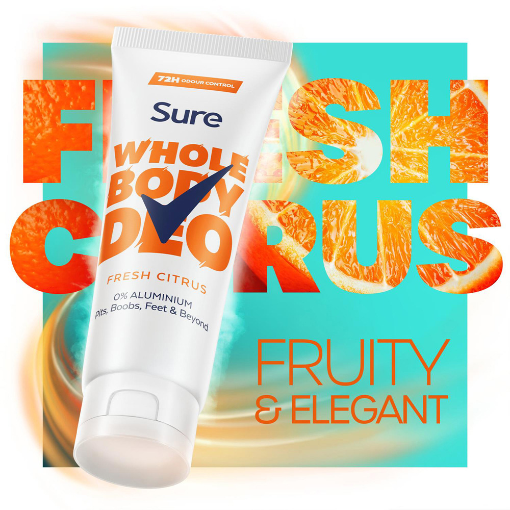 Sure Women Aluminium Free Whole Body Fresh Citrus Deodorant Cream 75ml 6 Pack Image 5