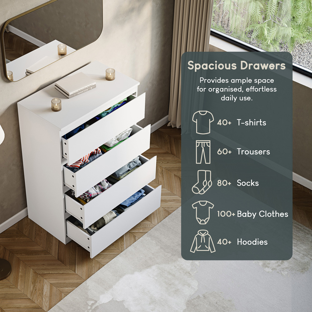 VIDA DESIGNS Denver 4 Drawer White Chest of Drawers Image 7