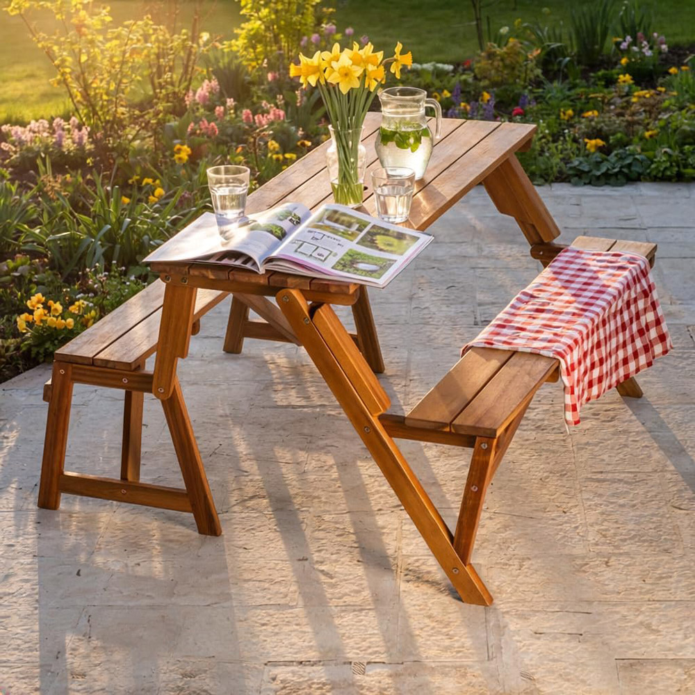 Thompson & Morgan Acacia 2-in-1 2 Seater Bench and Picnic Table Image 5