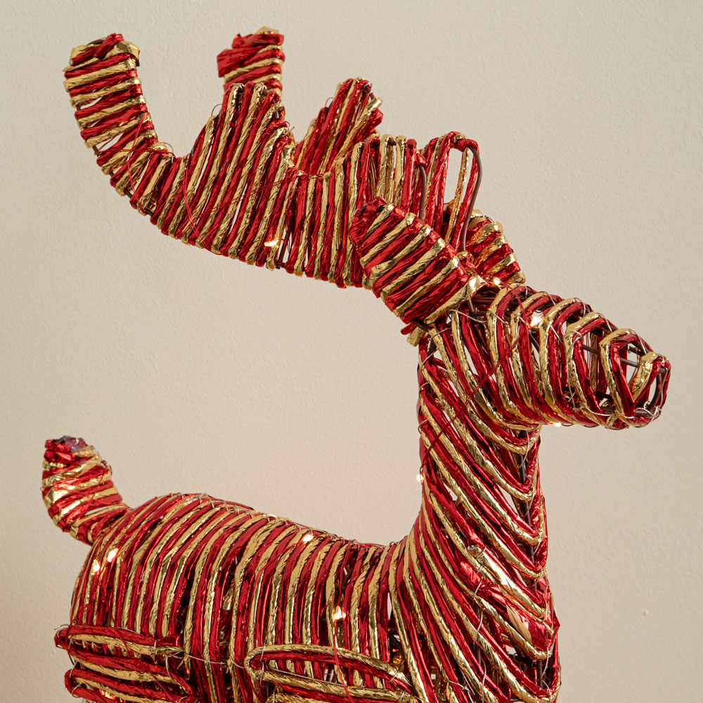 Samuel Alexander 50 Warm White LED Red and Gold Braid Reindeer Christmas Decoration 40cm Image 4