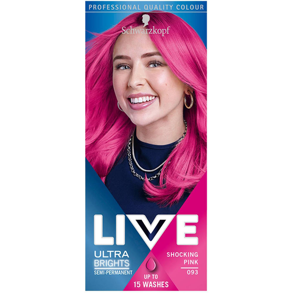 Schwarzkopf Live 093 Shocking Pink Ultra Brights Semi-Permanent Hair Dye 3 Pack Image 2