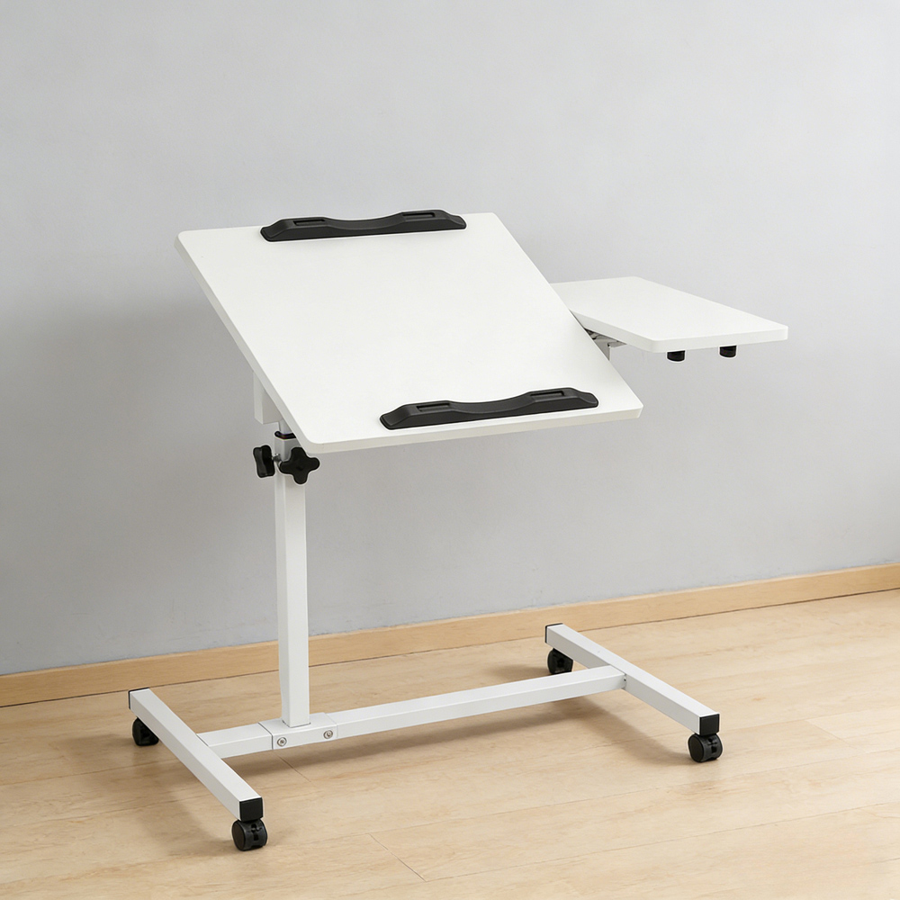 Living and Home Tilting Adjustable Laptop Desk with Castors White Image 7