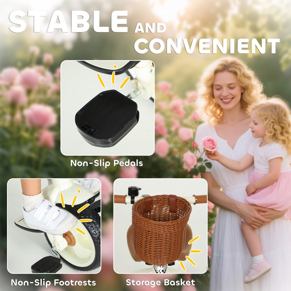 Tommy Toys Toddler White Trike with Adjustable Handle and Basket Image 6