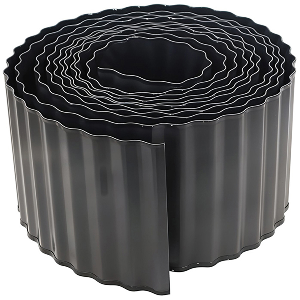 Living and Home Black Corrugated Metal Garden Edging 12m Image 1